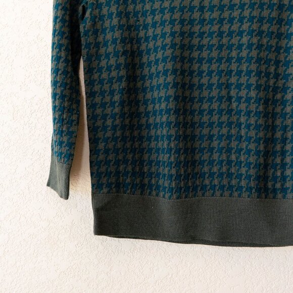 J.Crew NWT 100% Merino Wool Houndstooth Sweater Green Blue Crewneck XS $98 - Picture 5 of 12